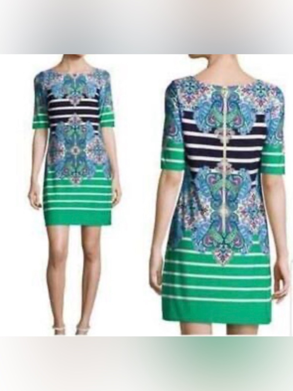 Eliza J Paisley Stripped Sheath Dress